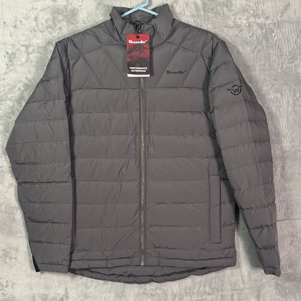 NWT New Moosejaw Gray Performance Duck Down Insulated Puffer Jacket Size Medium